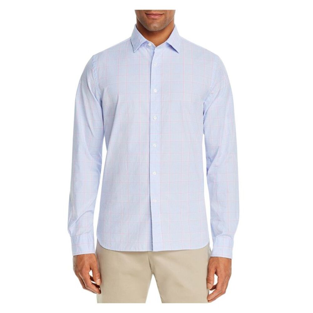The Mens store Mens Light Blue Plaid Long Sleeve Button Down Casual Shirt M